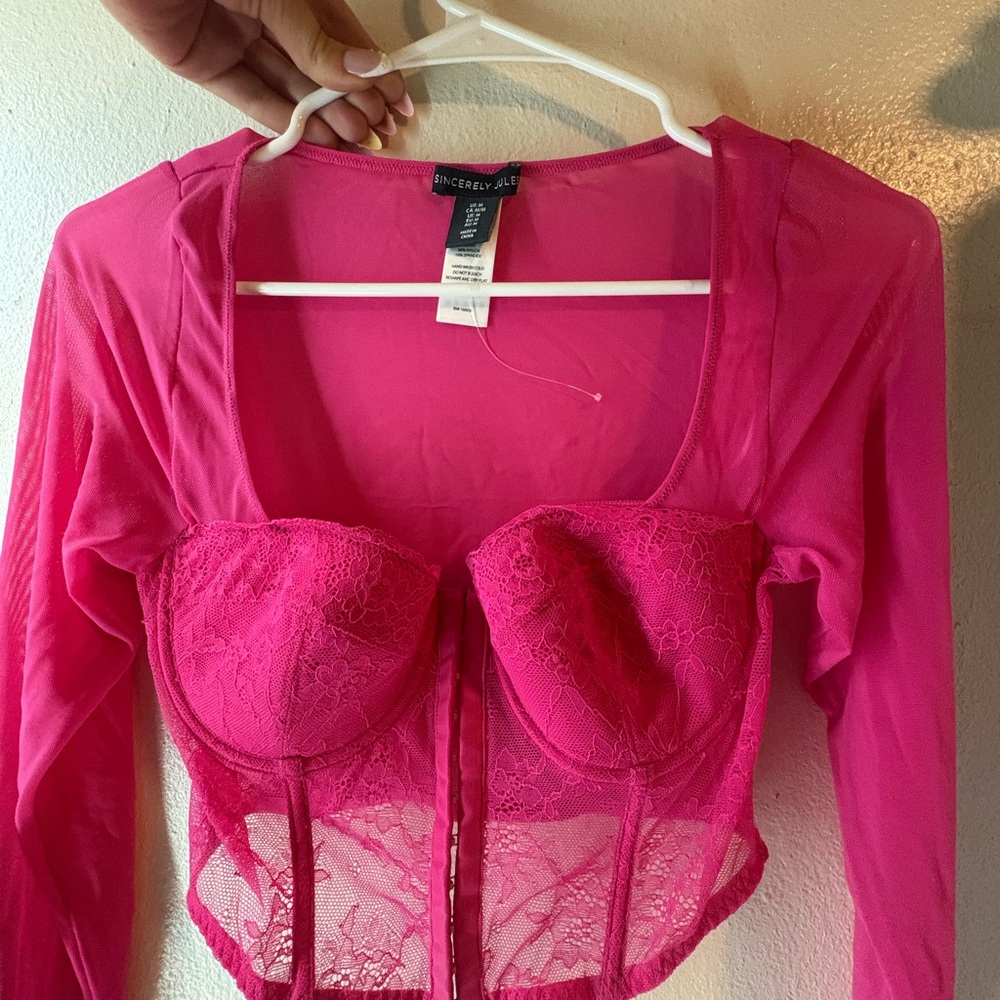 Women's Pink Lace Bustier Top